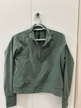 Kyodan Half-Zip Cropped Green Sweater